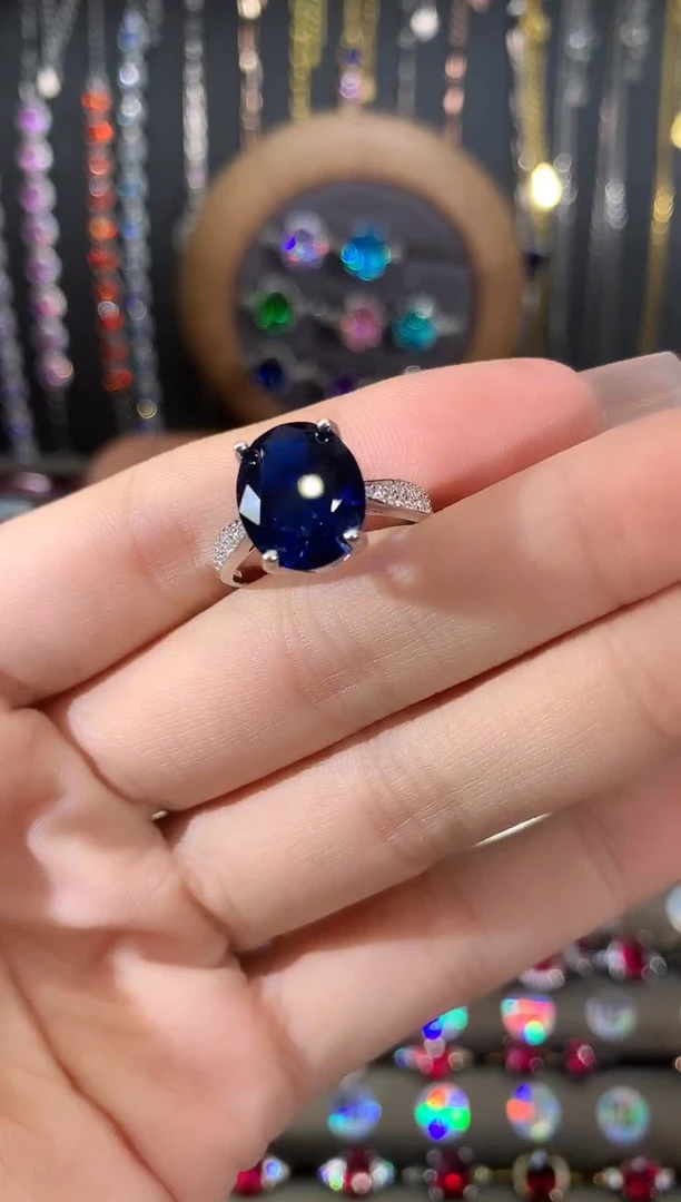 无925银皇家蓝色戒指