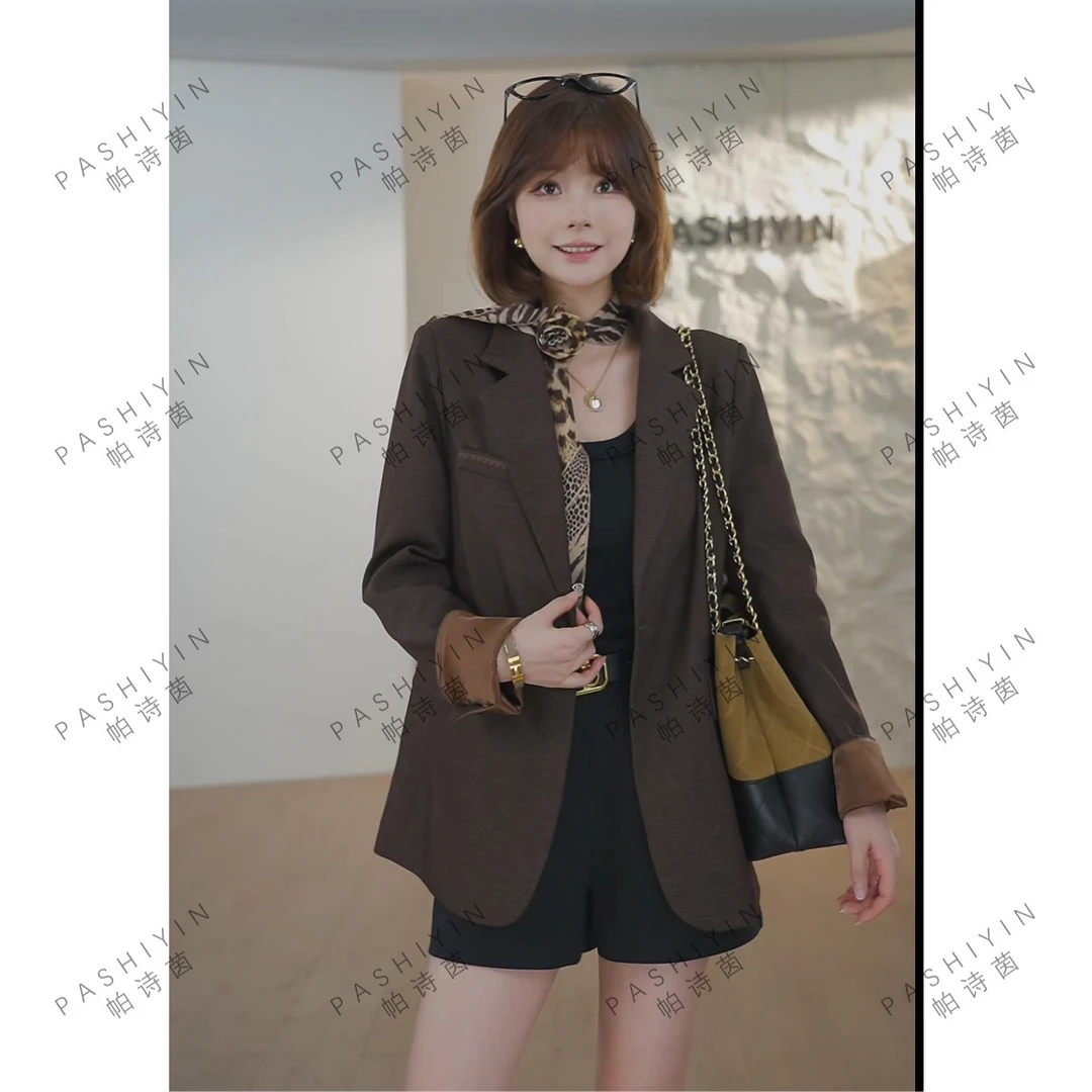 PASHIYIN/帕诗茵2025秋季时尚气质小个子宽松西服外套女#25601-3