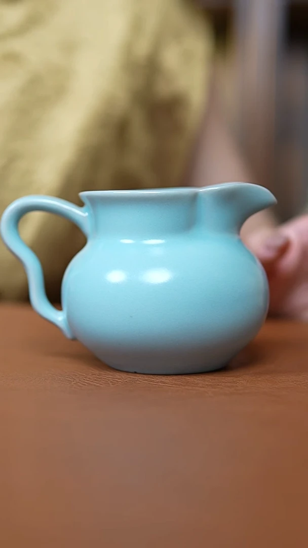 瓷片仿古天青葫芦公道杯瑕瑕