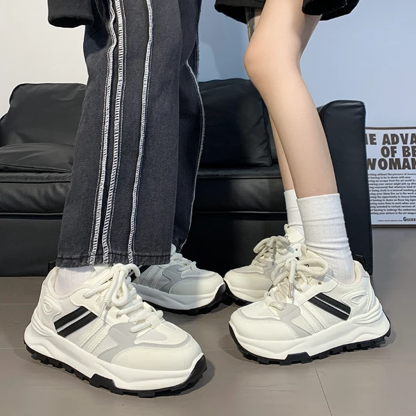 人本情侣鞋休闲运动老爹鞋爆款2025新款男女同款百搭厚底运动鞋潮