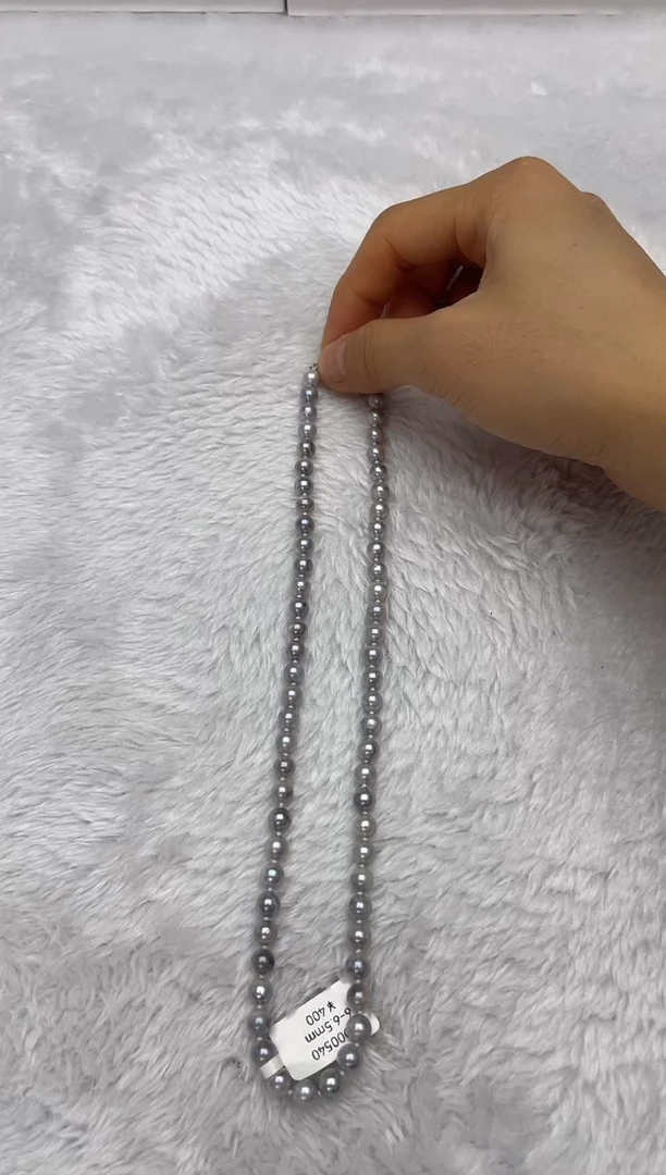 项链银S925镶嵌海水珍珠AK真多麻6-6.5mm