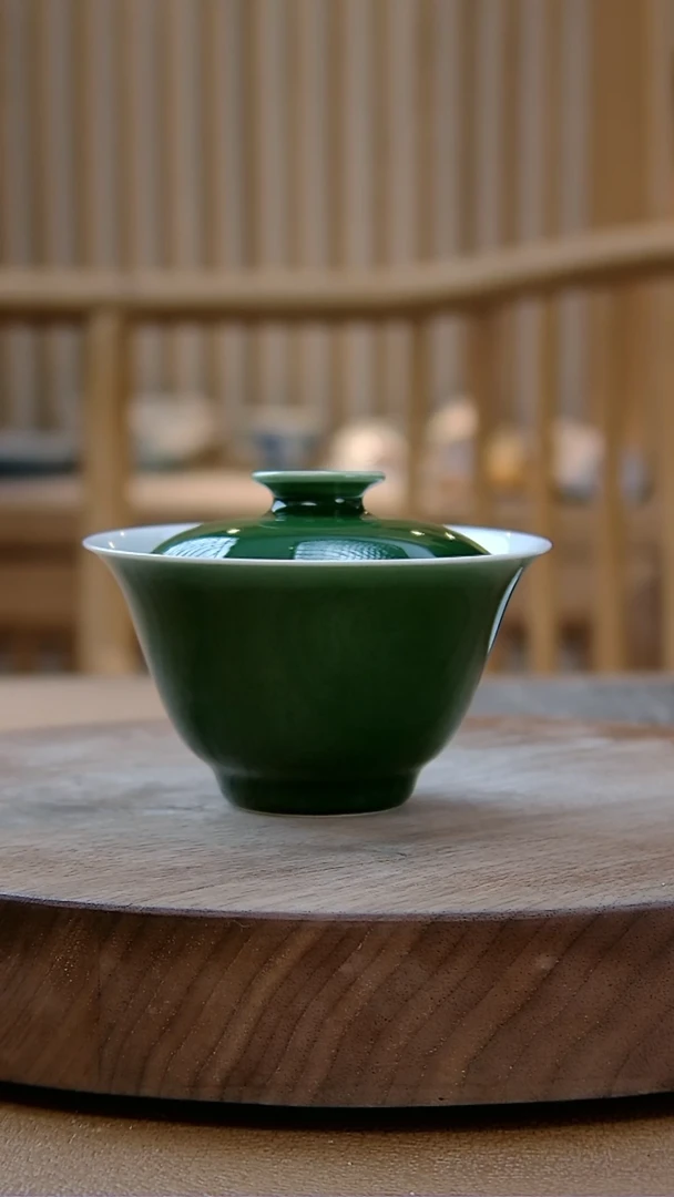 【闪购商品】文俊颜色釉翠欲念手盖碗