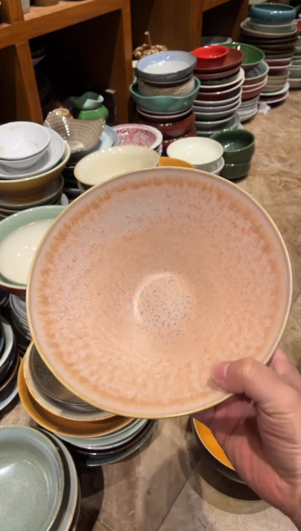 【闪购商品】瓷片61 粉色斗笠面碗1个