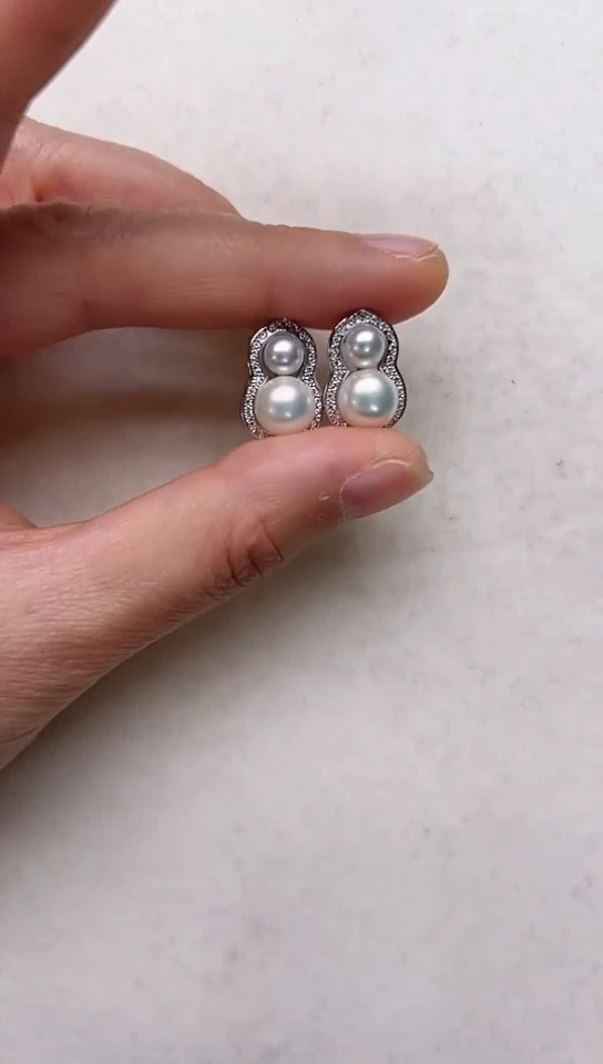 【闪购商品】淡水珍珠耳饰合金葫芦银色