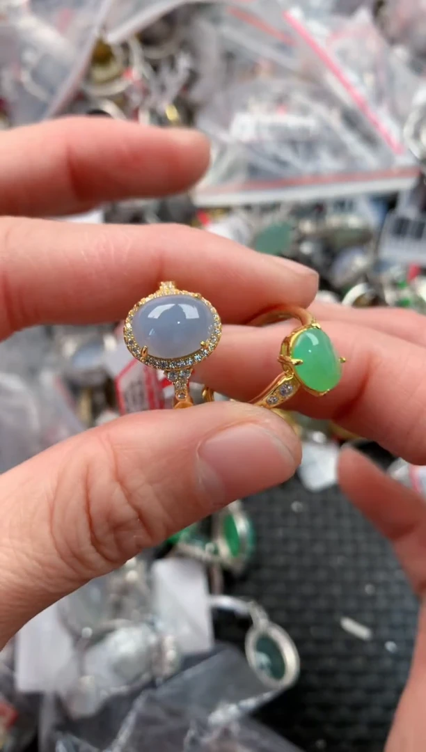 银S925镶嵌戒指翡翠666   7