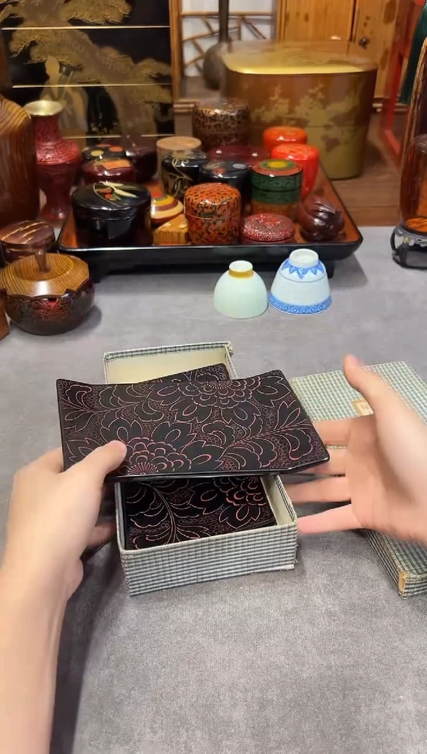 轮岛塗 芙蓉雕 果子盘单片