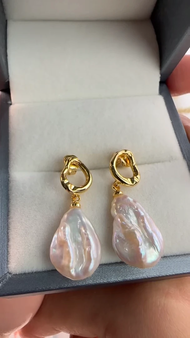 合金淡水珍珠耳饰蚂蚁家 巴洛克珍珠耳坠