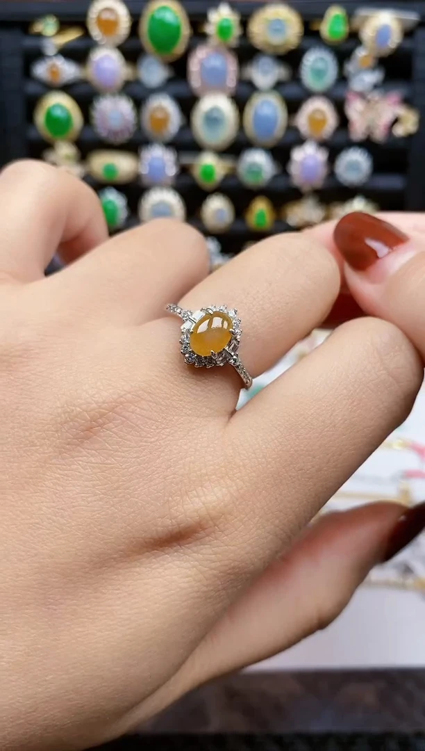 银S925镶嵌戒指翡翠391