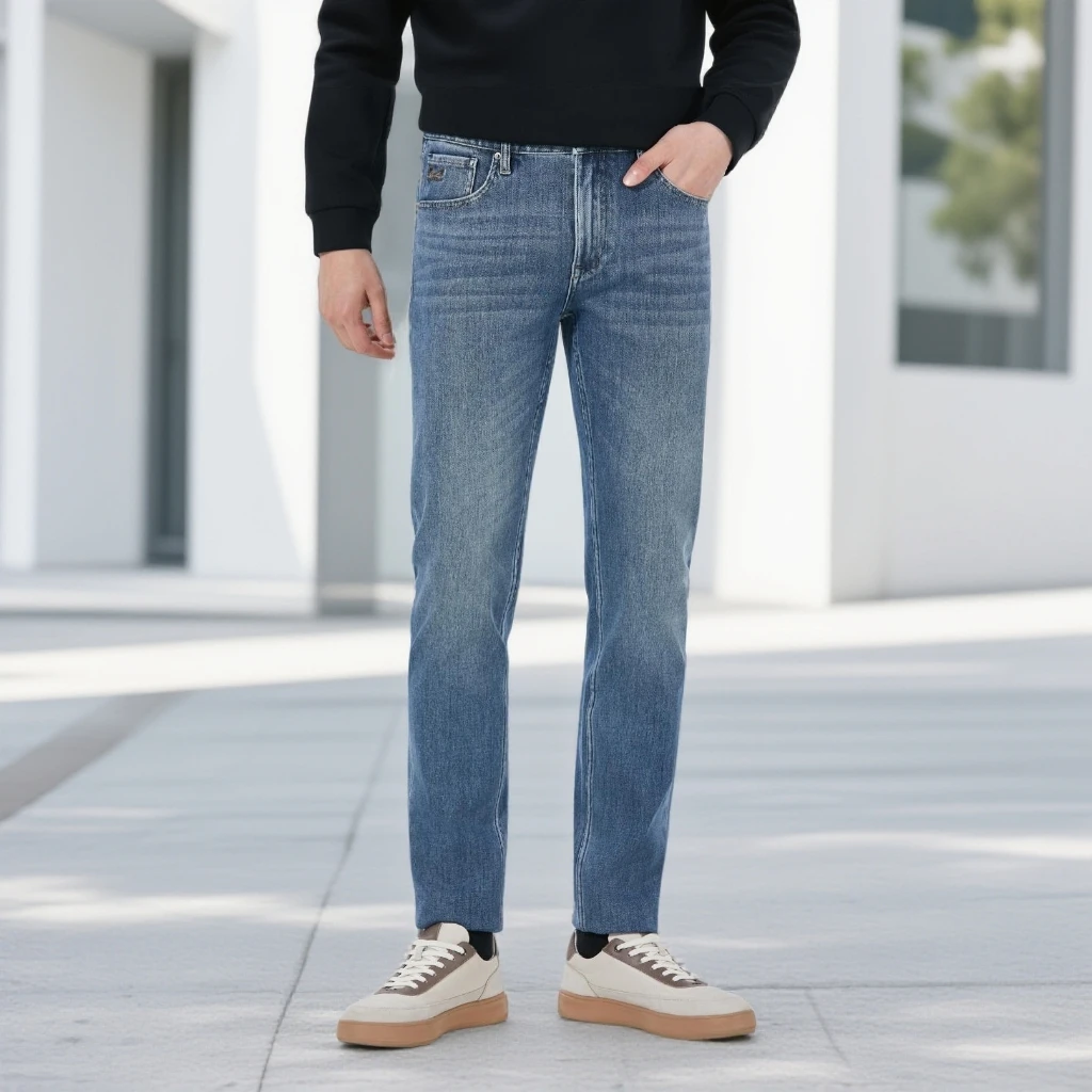 利郎新款【蔚蓝】水洗休闲时尚简约百搭修身牛仔长裤 B5QNZ12501