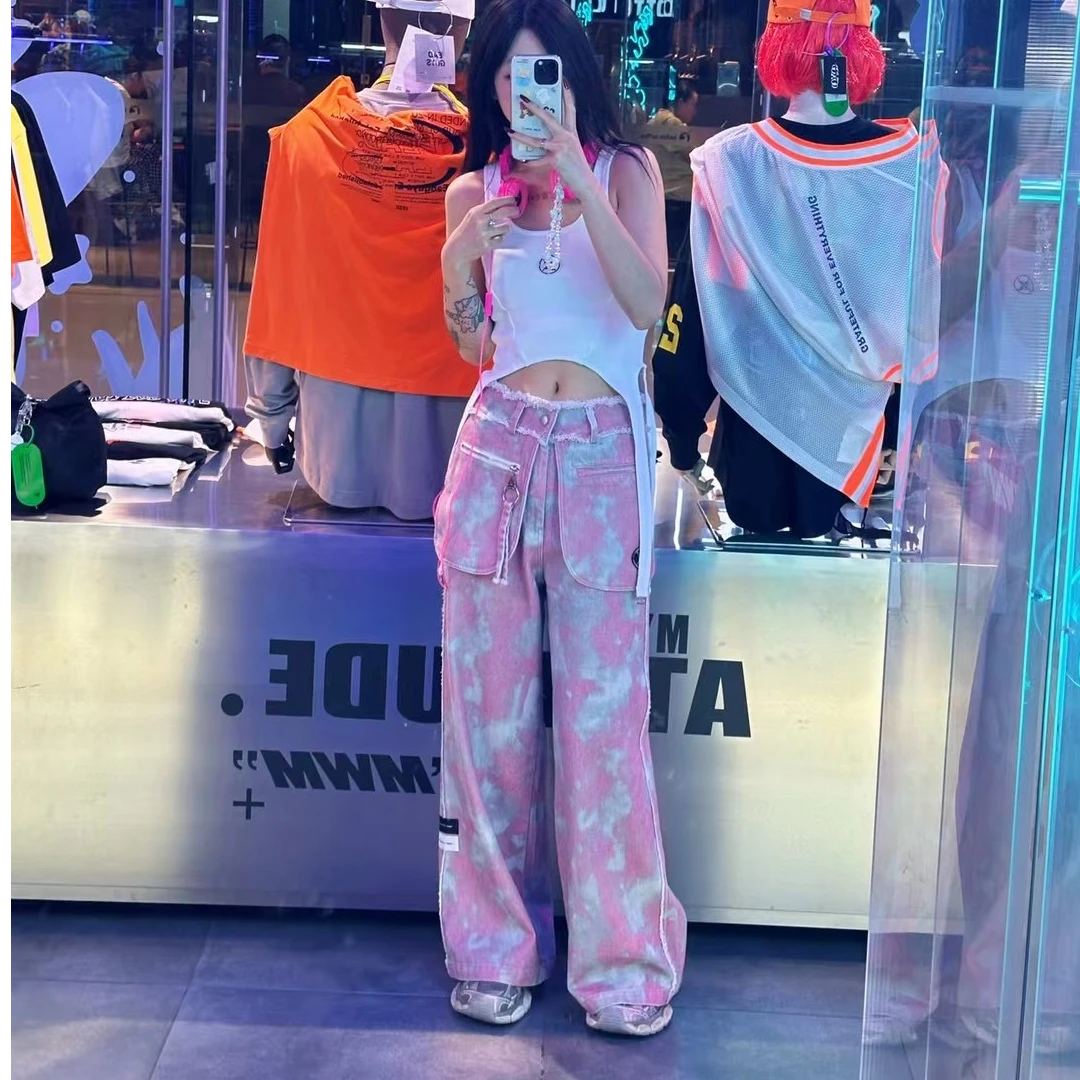 MWM毛边扎染牛仔裤