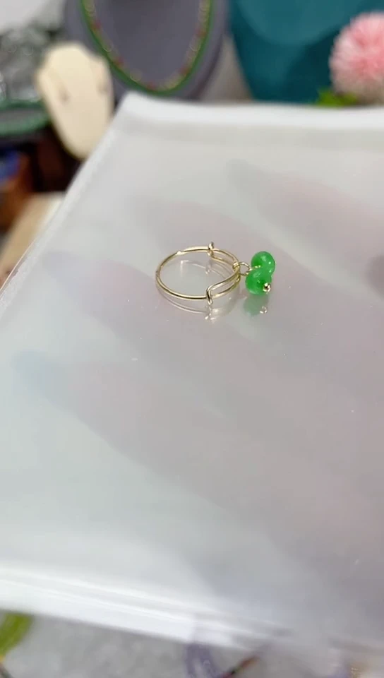 【闪购商品】翡翠戒指14K金镶嵌抽拉69