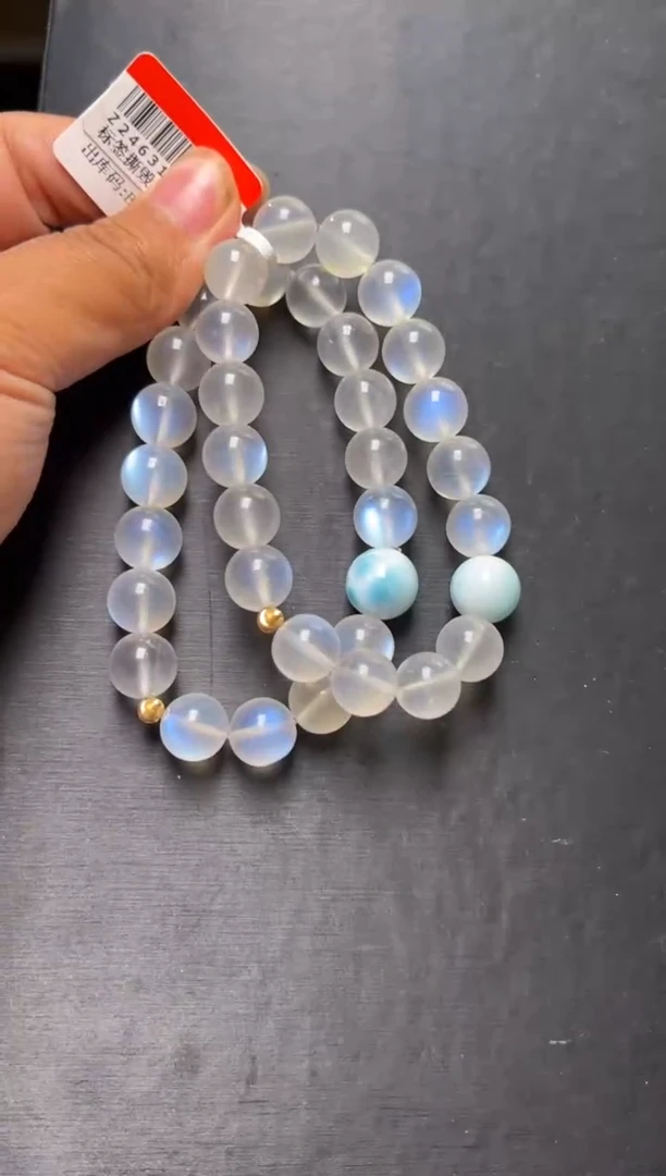 手串未镶嵌长石18k蓝月光海屿月镜 手串多样性发一 Z24631