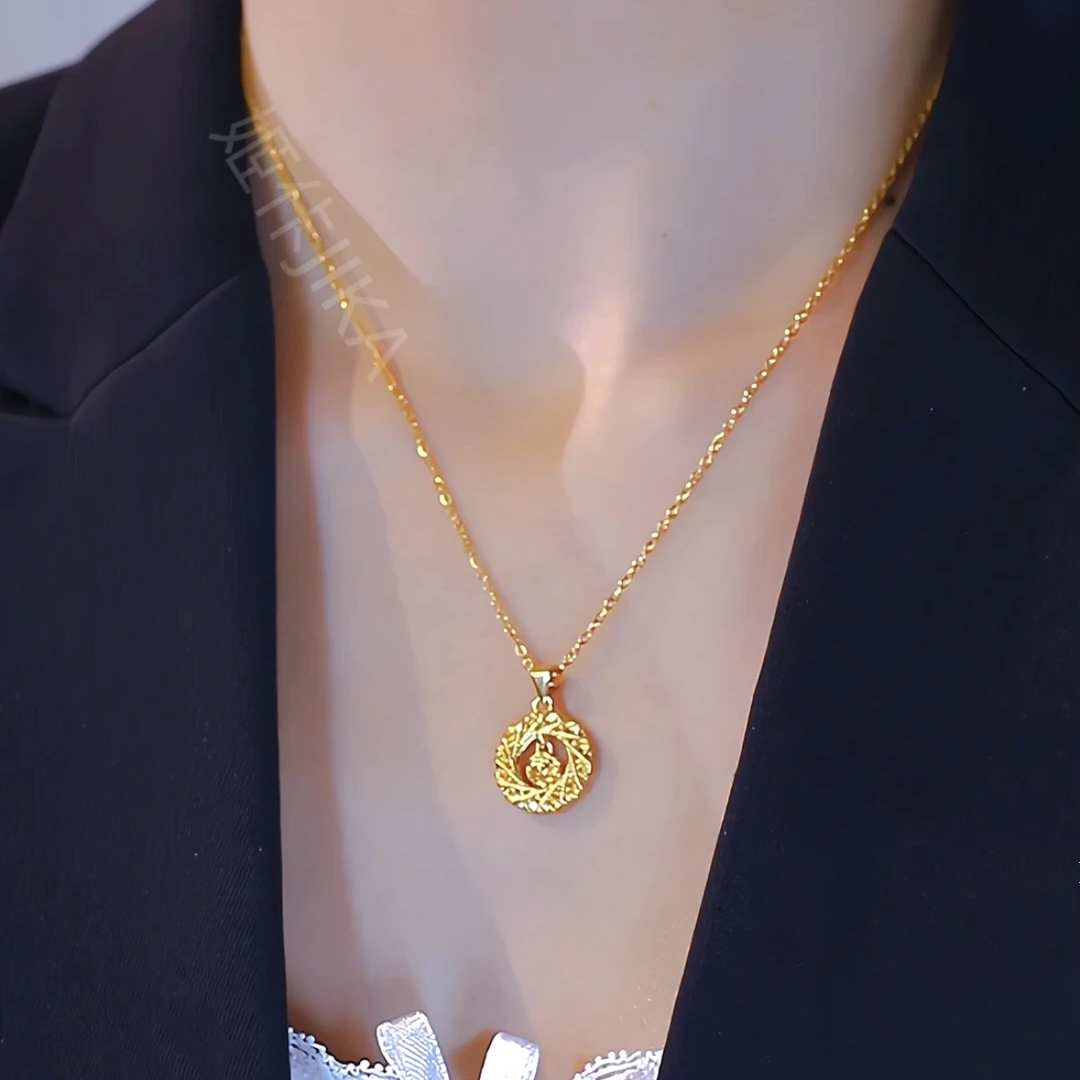 钛钢项链 玫瑰花项链气质轻奢国风百搭锁骨链小众时尚高级感