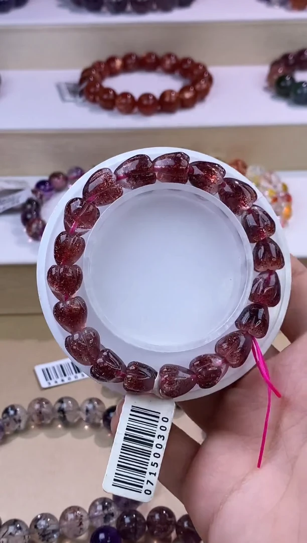 水晶手链未镶嵌心形金草莓超七10m+