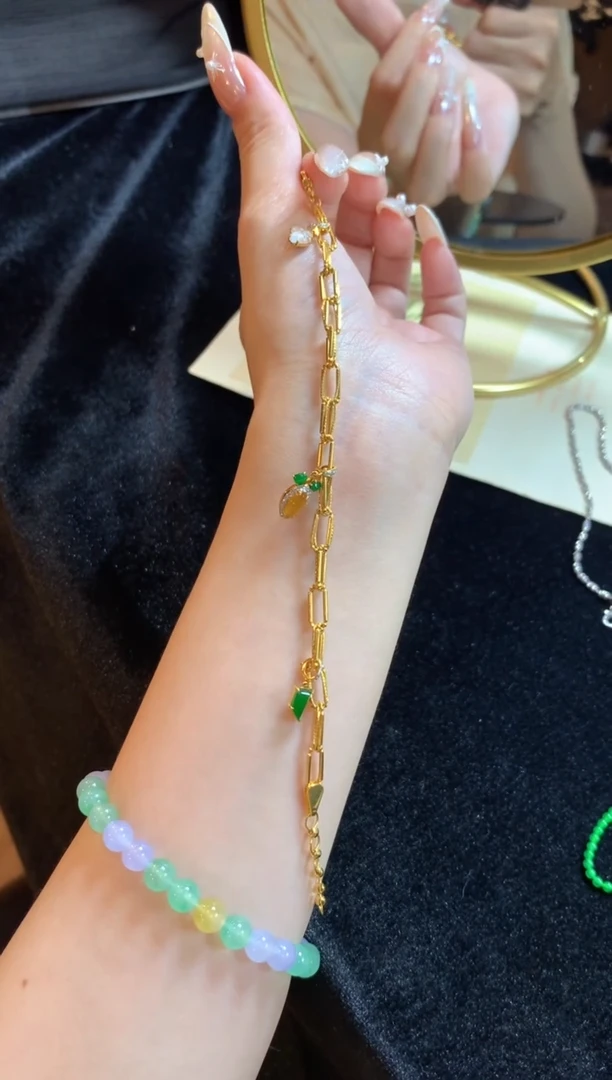 18K金镶嵌手链翡翠翡翠手链