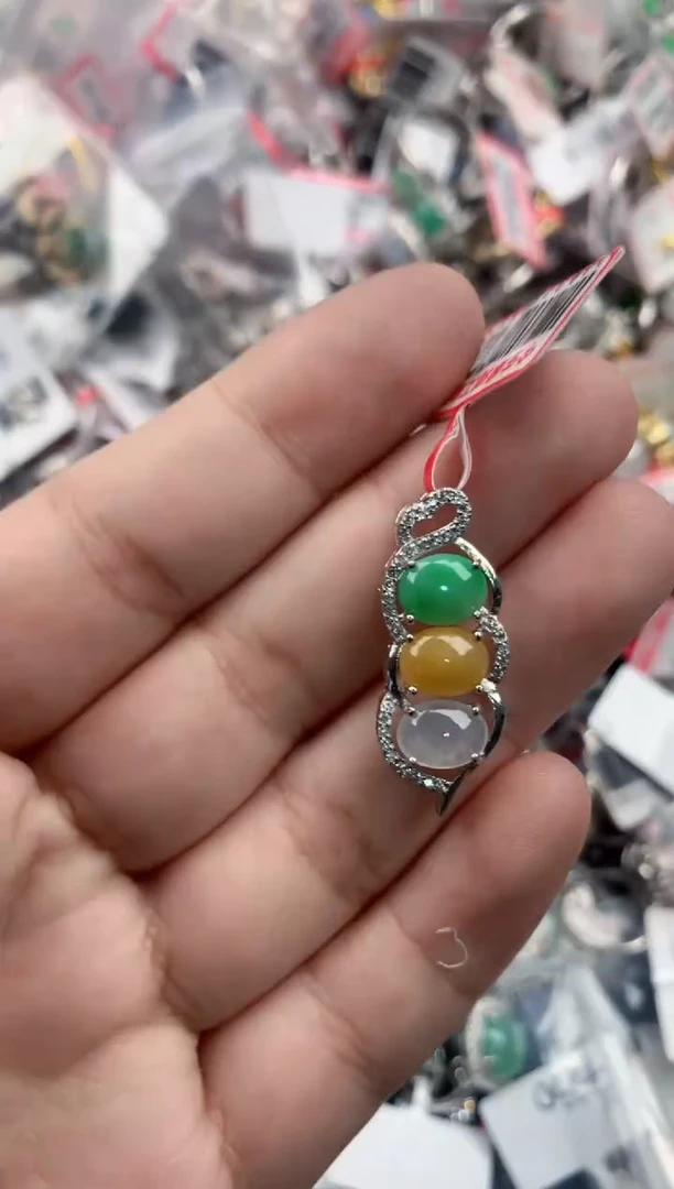 银S925镶嵌戒指翡翠777    9