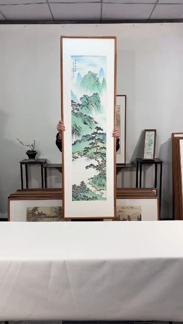 国画手绘*清溪闲钓图*52*172cm