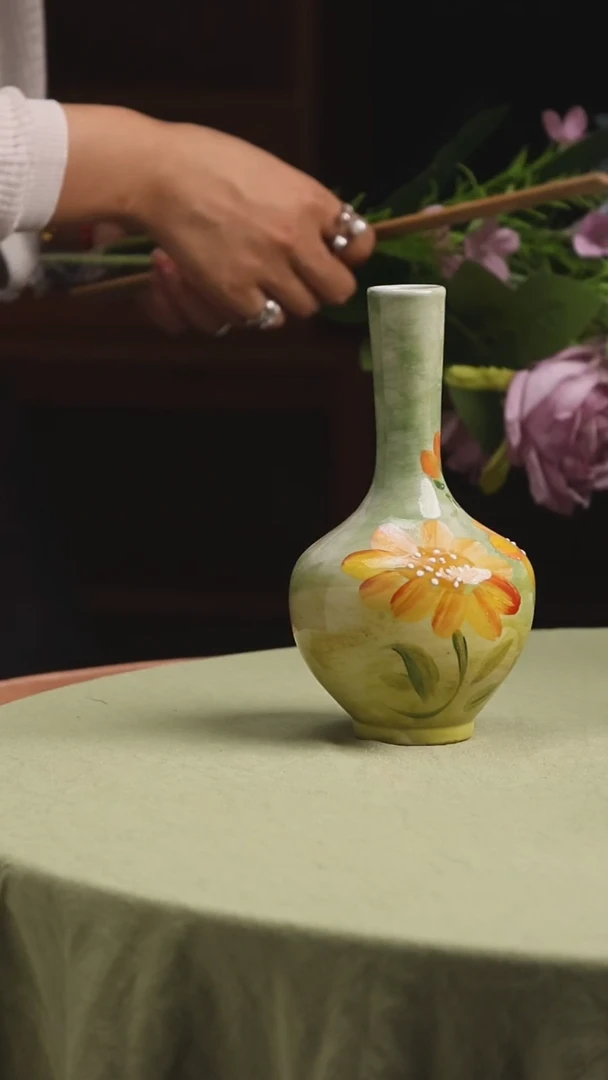 摆件不带花景德镇手工手绘陶瓷花瓶赏瓶