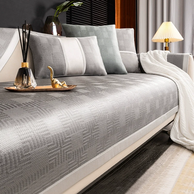 高档冰丝沙发垫轻奢风夏季款凉席垫子简约现代防滑皮沙发套罩知夏