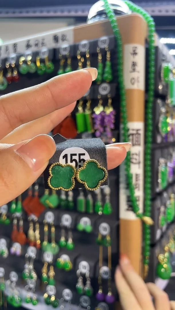 【闪购商品】翡翠耳饰银S925镶嵌155..