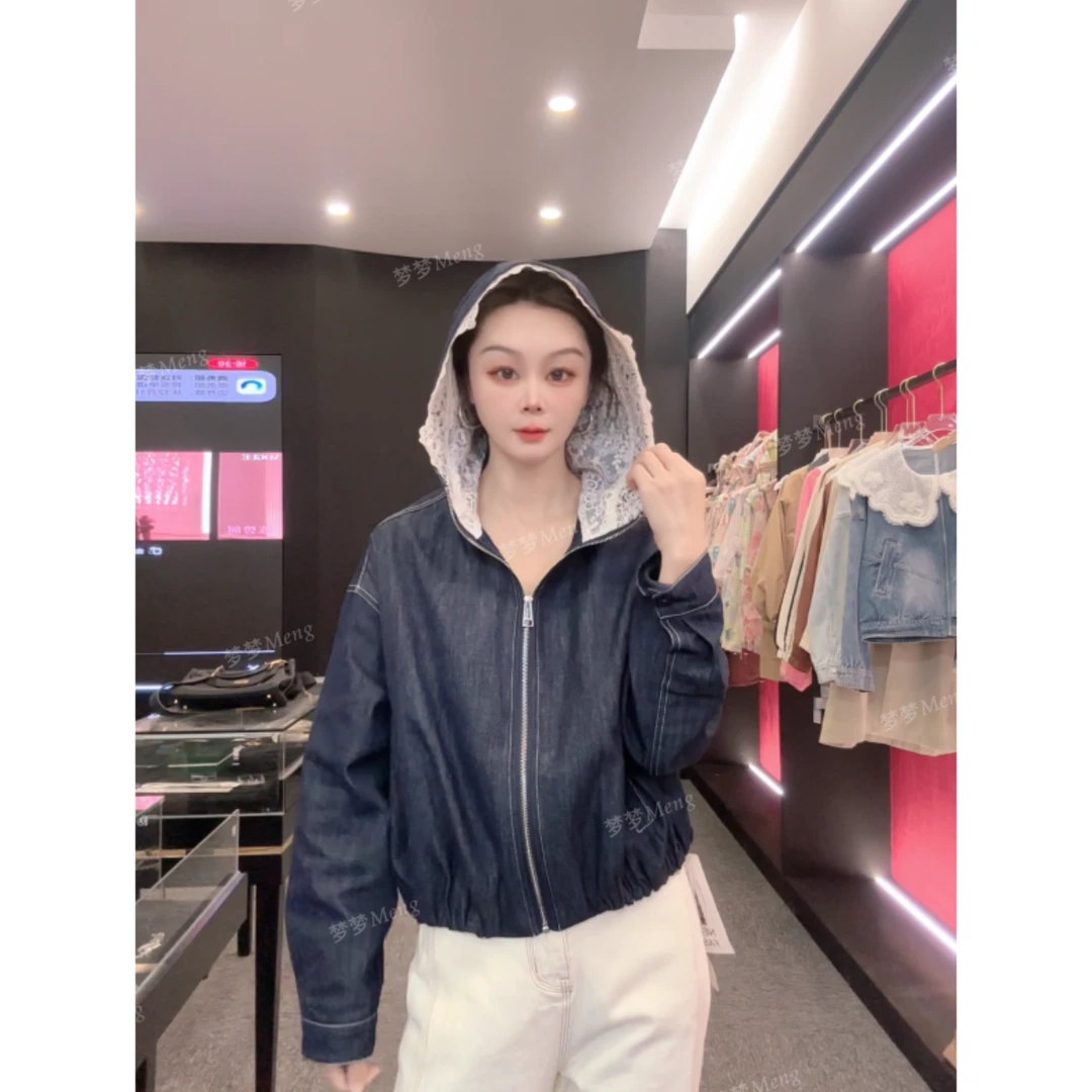 Meng  蓝影蕾语间 【少量现货】重工设计蕾丝拼接外套上衣*313