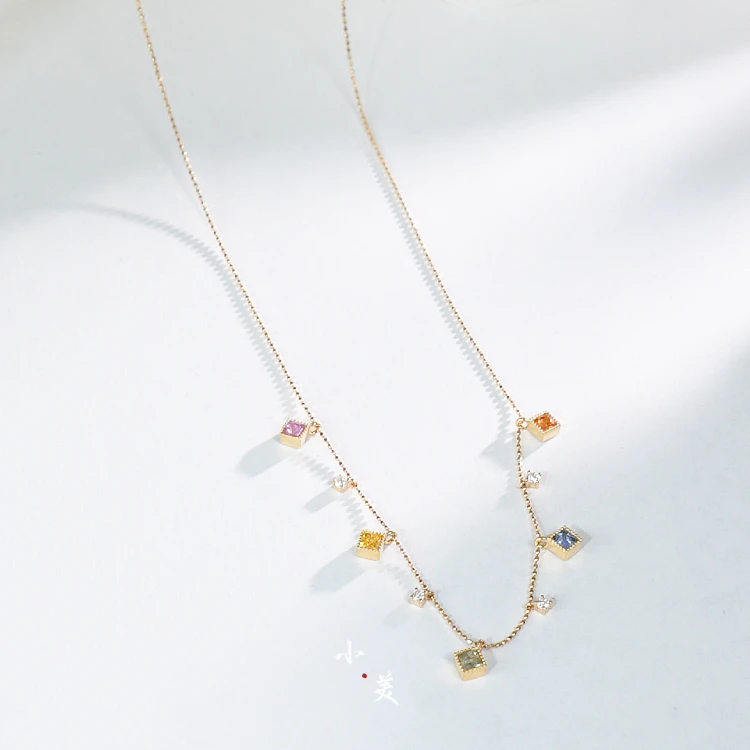 18K金彩蓝宝石满天星项链（多样性发）G80285