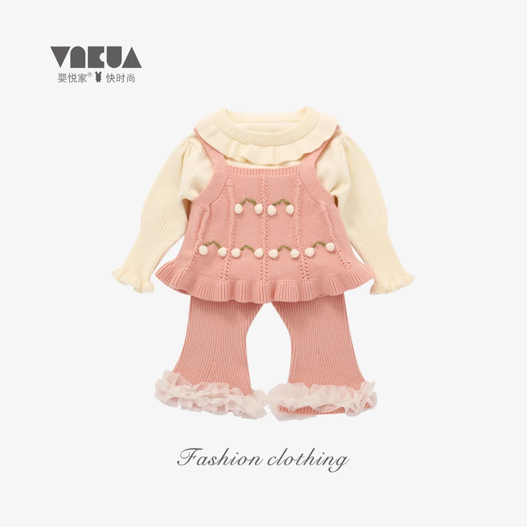 婴悦家春秋款女宝时尚洋气甜美可爱女宝樱桃套装 93167+93157预售