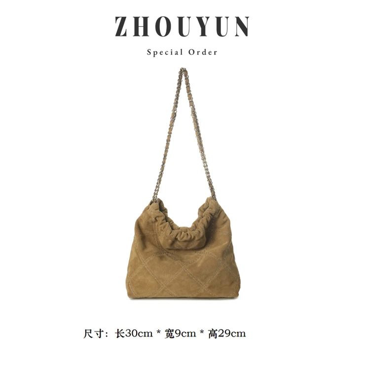 【舟韵真皮高定】高丝光牛皮斜挎单肩包BV8021-杏色