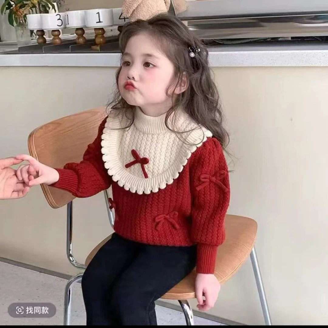 儿童毛衣2024韩版小香风冬季加厚套头毛衣小童新款