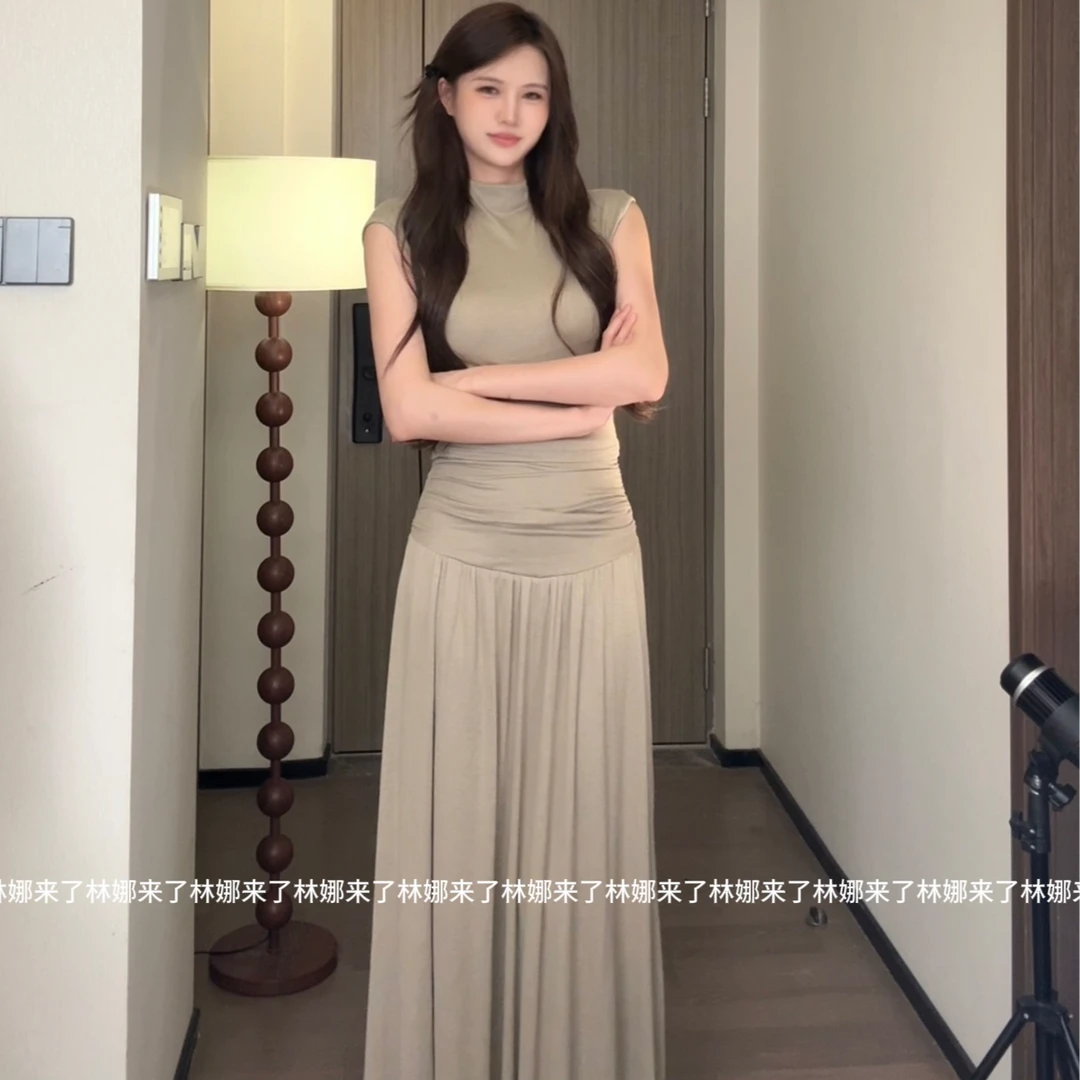 林娜来了 春秋气质针织套装高级温柔轻熟上衣半身裙两件套