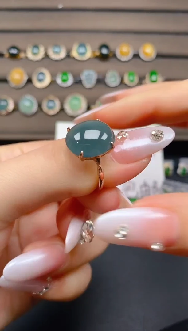 翡翠戒指银S925镶嵌54