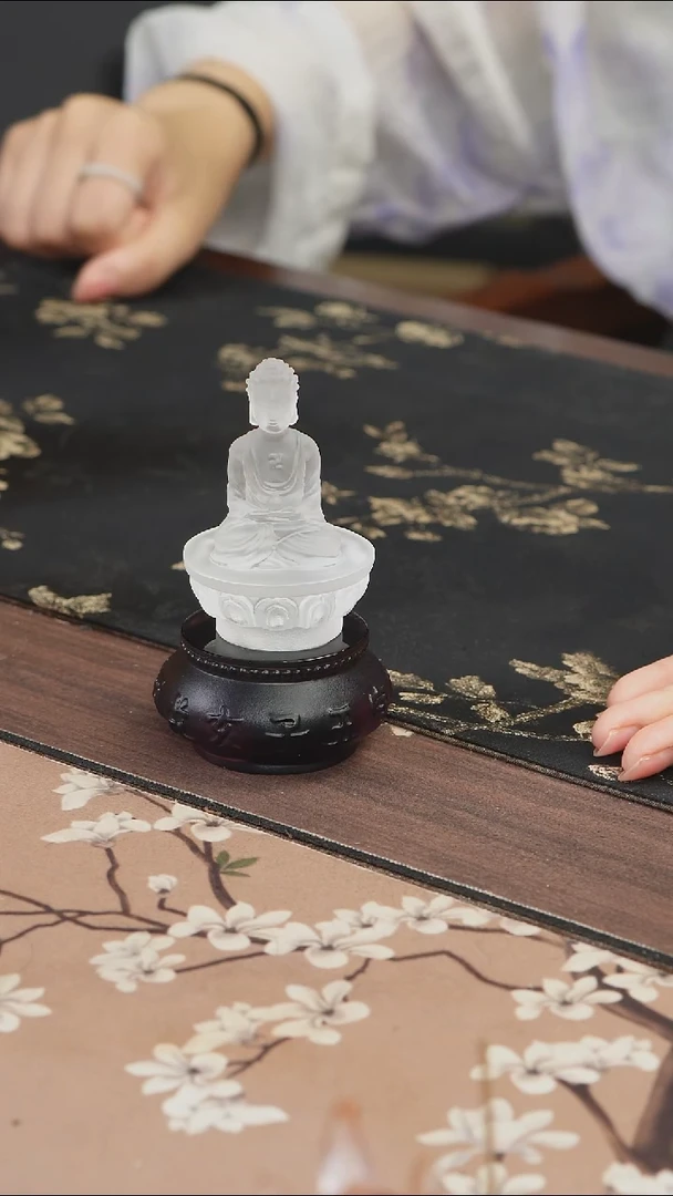 手工艺品琉璃白色药师佛茶宠摆件