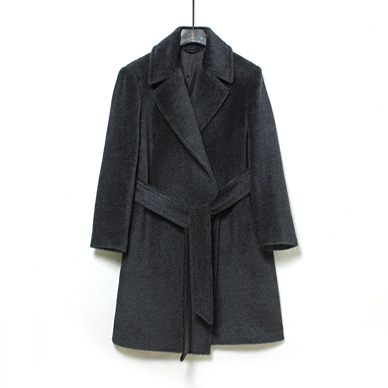 寻雁皇氏婴驼复古立体中长毛呢大衣3820GB7822D