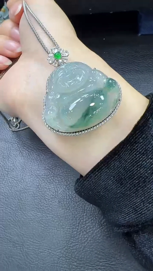 【闪购商品】翡翠耳饰18K金镶嵌佛公