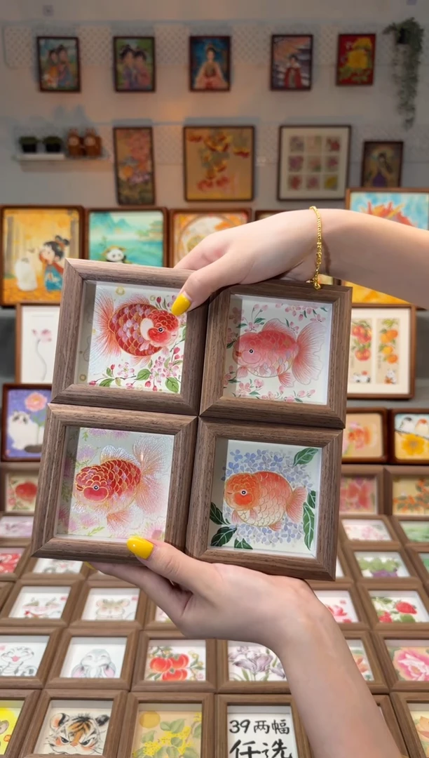 国画四小金鱼 手绘国画11