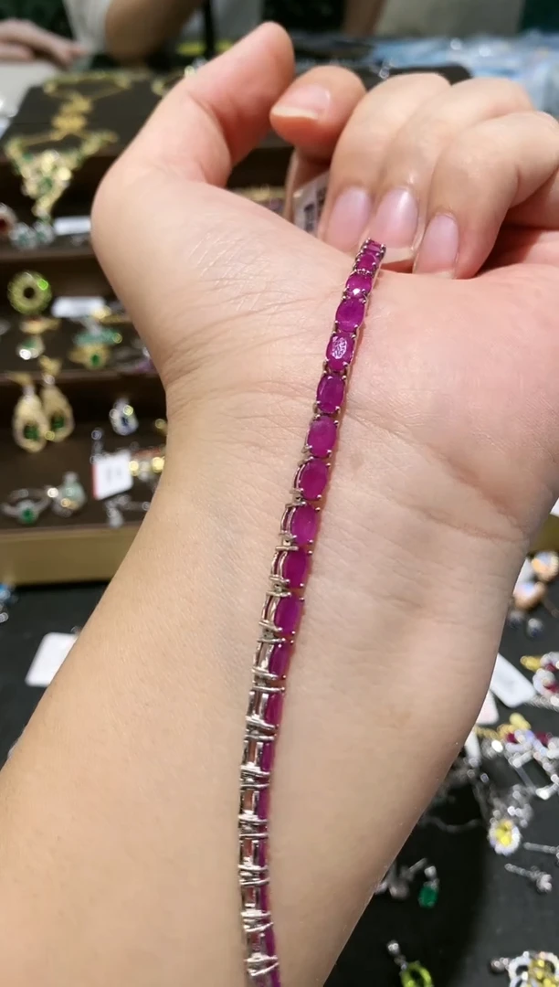 【闪购商品】红宝石手链银S925镶嵌手链