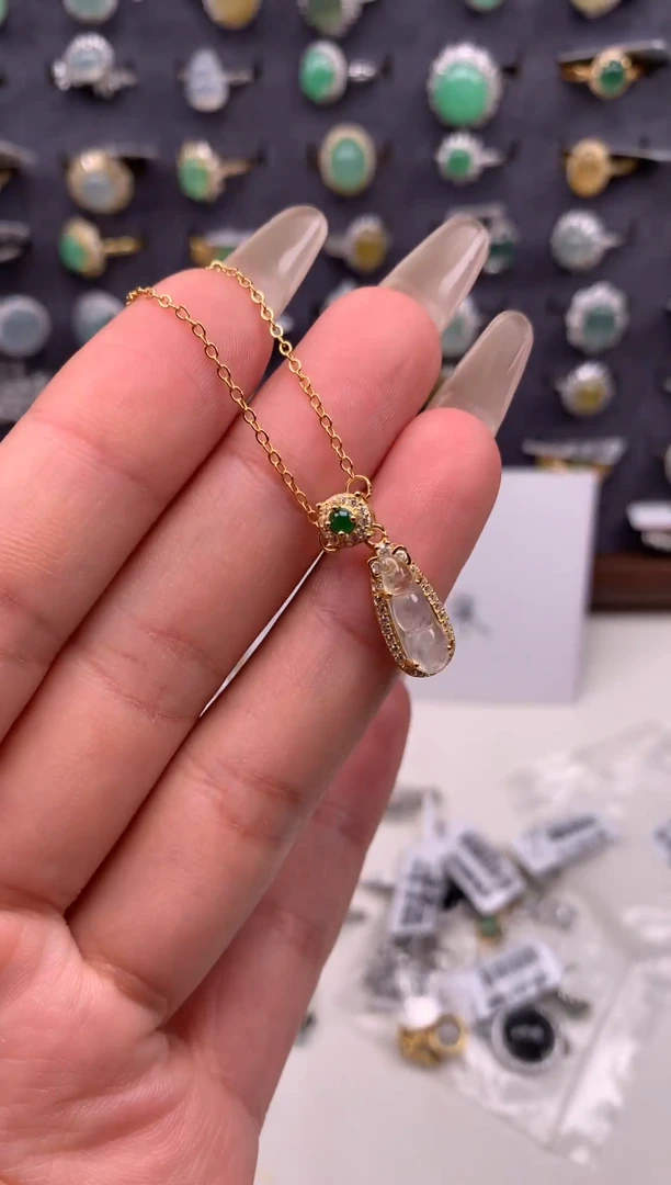 吊坠(不含链)银S925镶嵌翡翠项链