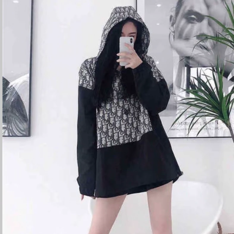 95新 DIOR/迪奥 DM0004  x Stussy联名 拼色印花半拉链式外套 L码