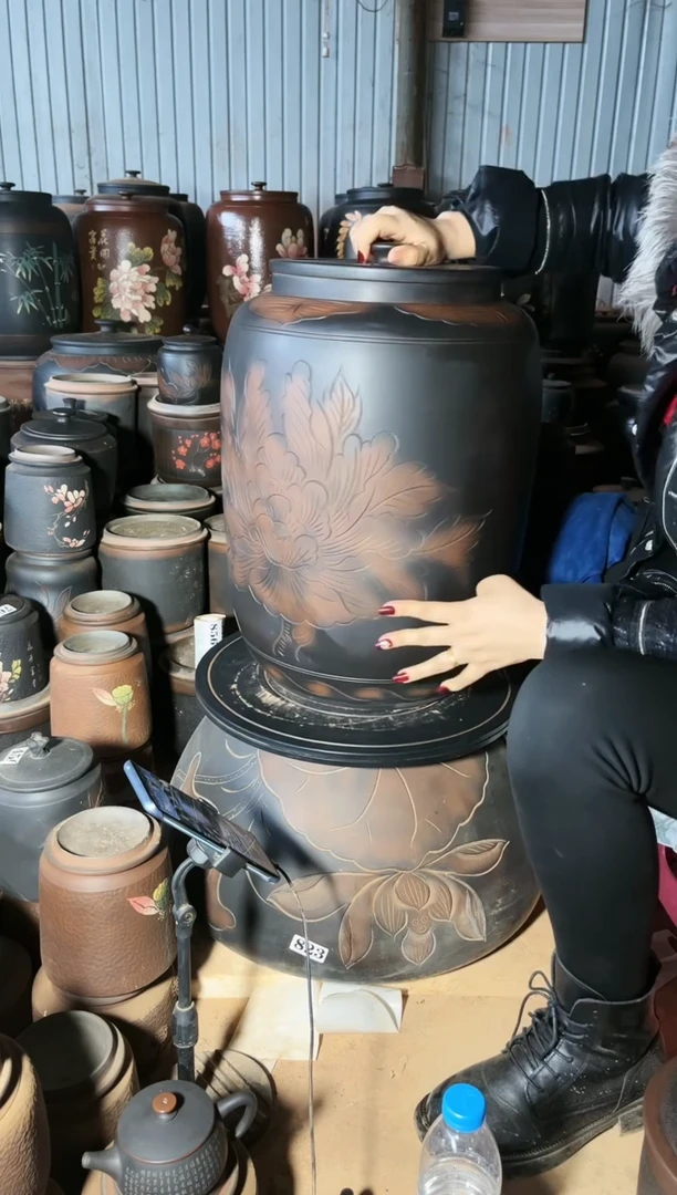 【闪购商品】壶瑕疵茶缸外地裂 002 牡丹花高50cm