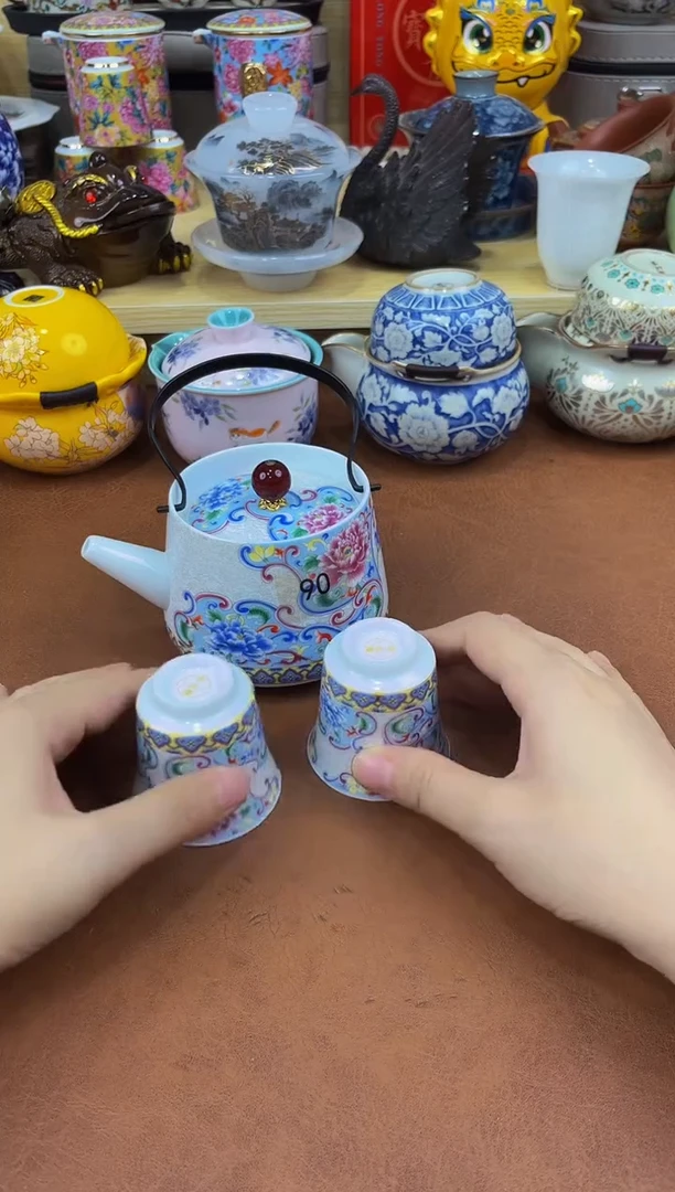 陶瓷茶具摆件旅行套组