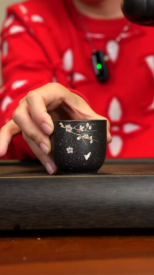 【闪购商品】紫砂茶壶黑料红梅杯