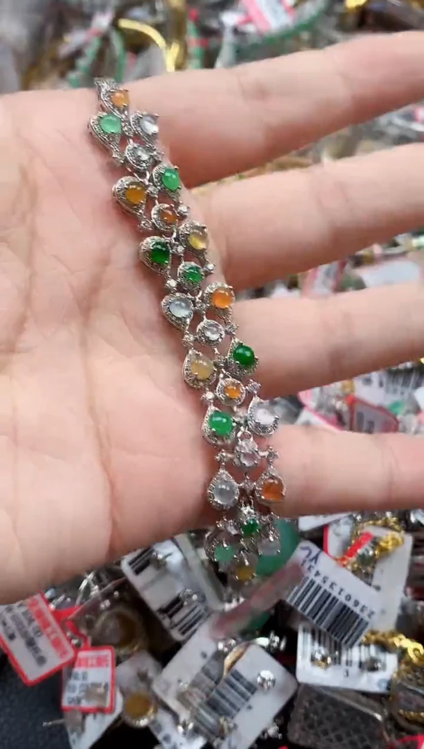 银S925镶嵌戒指翡翠天然A货缅甸翡翠