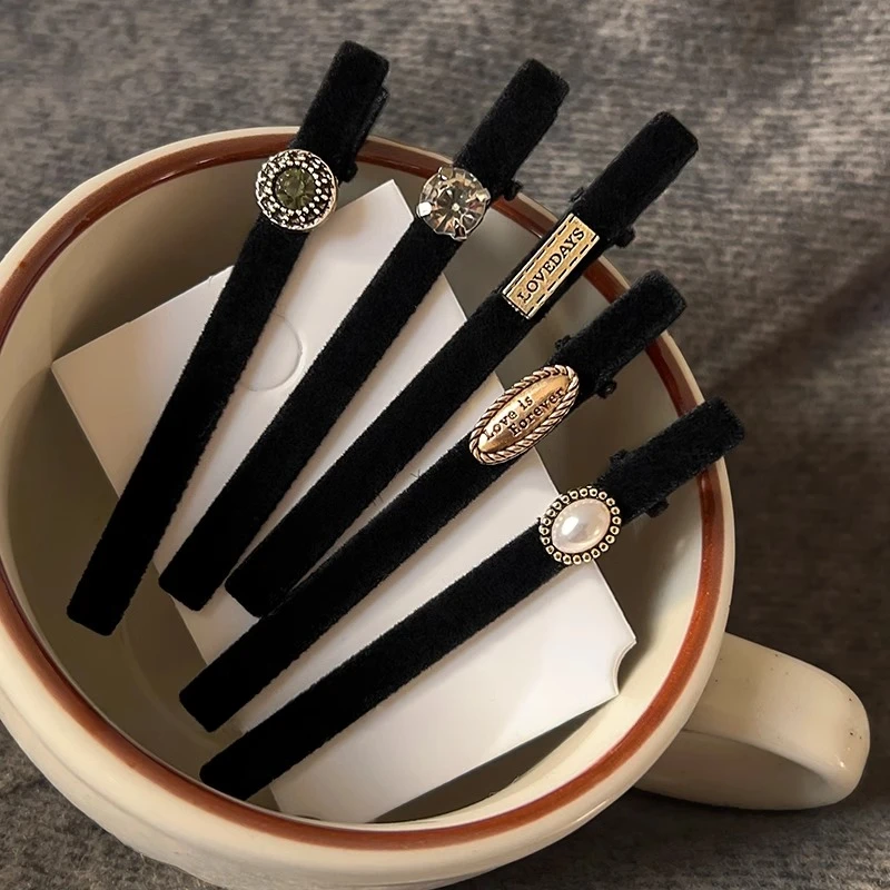 丝绒发夹百搭一字鸭嘴夹头发夹子刘海侧边碎发边夹头饰女一字夹女