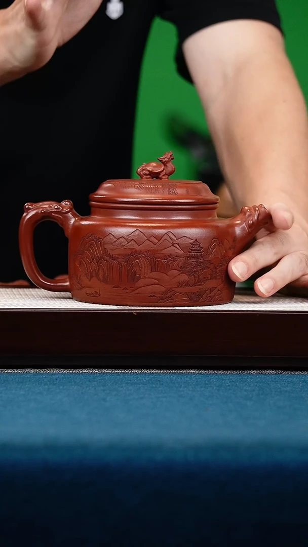 茶壶紫砂玫瑰金沙龙德钟
