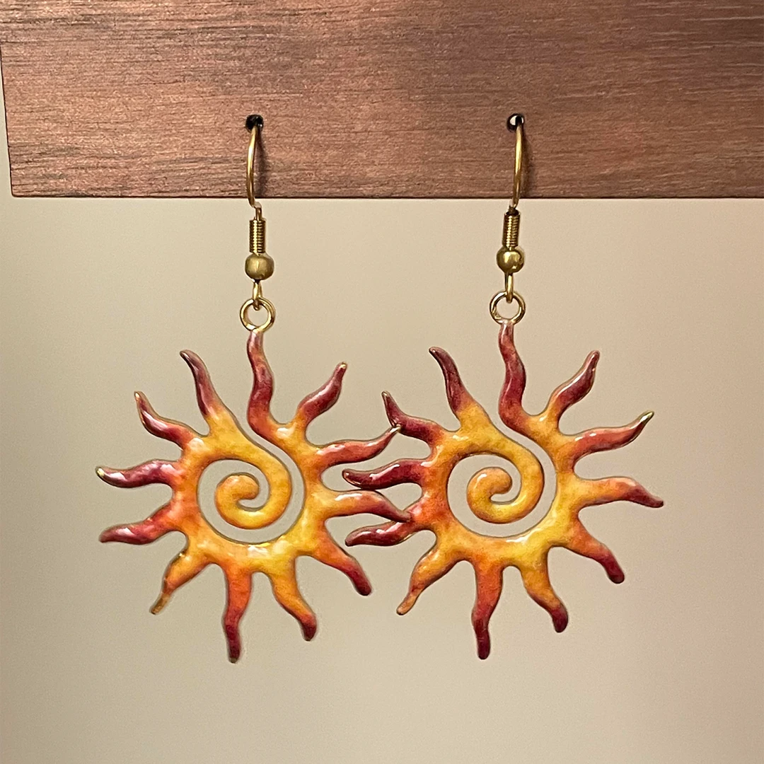 铜合金耳饰 法式复古小太阳耳环轻奢小众设计感秋冬气质显脸小