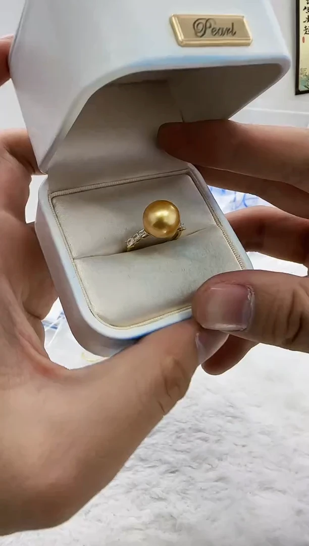 【闪购商品】海水珍珠DA银S925镶嵌金珠戒指11 j219