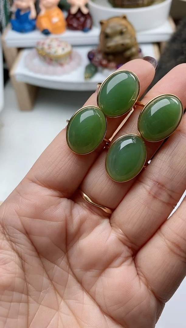 【闪购商品】和田玉（碧玉）戒指银S925镶嵌A13多样性发其一