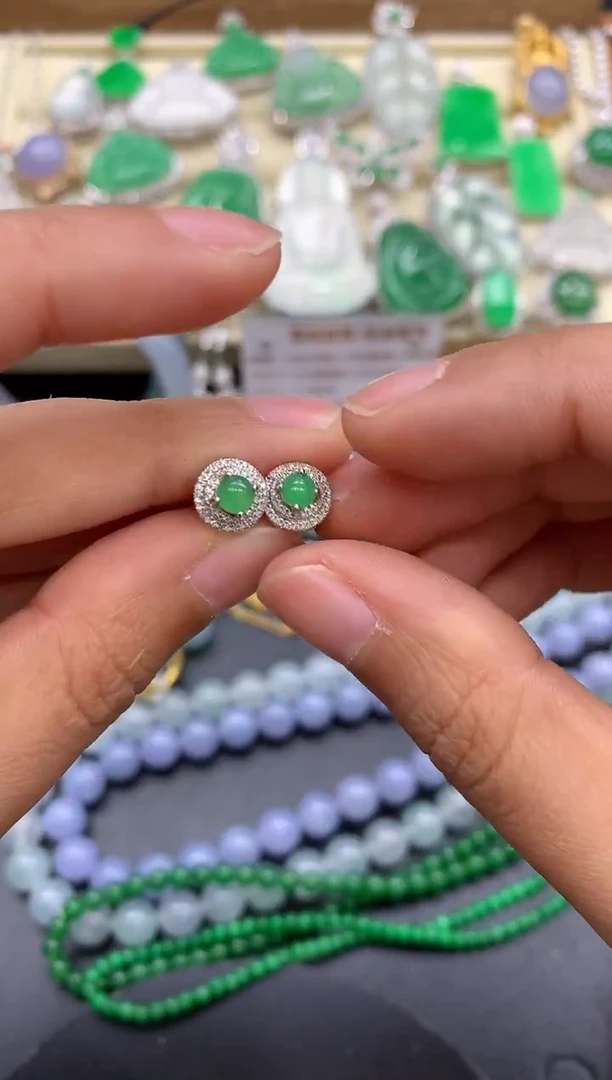 【闪购商品】翡翠耳饰18K金镶嵌119-中国好珍宝