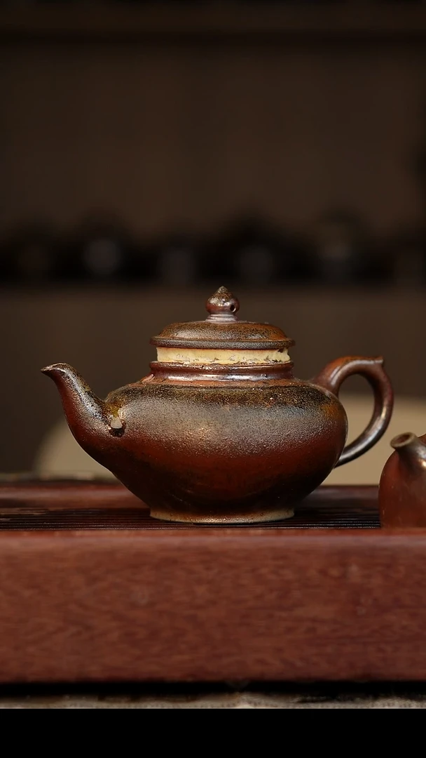 茶壶紫砂柴烧紫砂天青笑樱