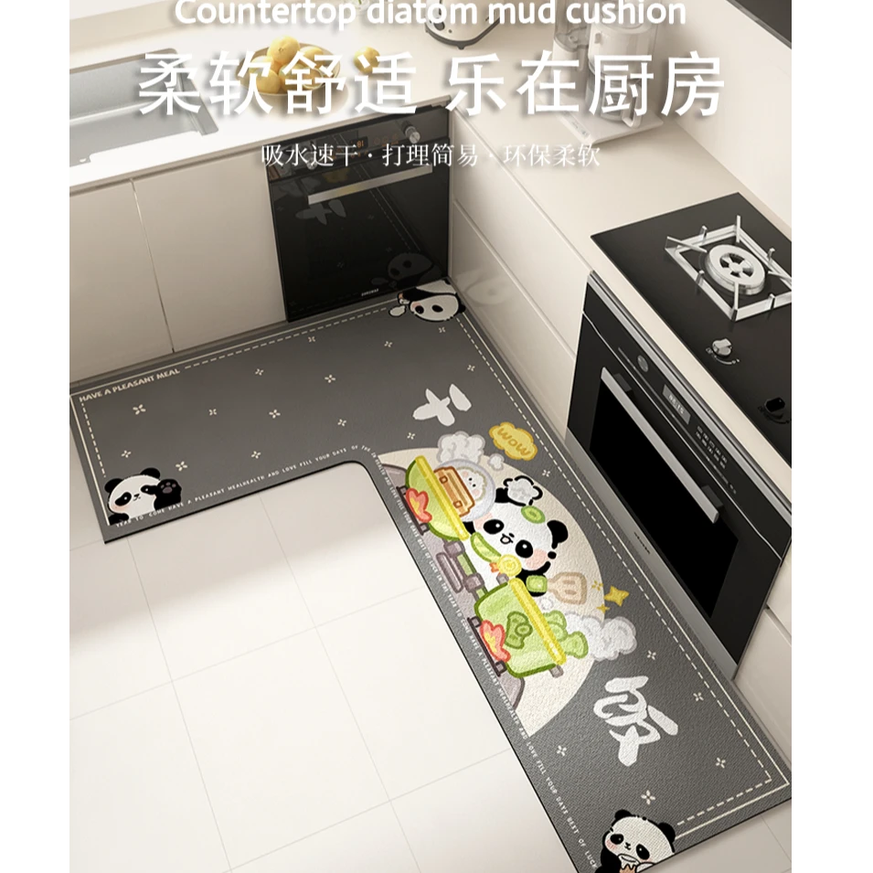干饭咯硅藻泥厨房转角l型地垫防滑防油可擦免洗易打理脚垫吸水垫